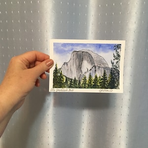 Half Dome Art Yosemite Painting Postcard Yosemite Valley Art California Artwork 4x5"