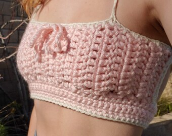 Crochet Baby Pink Chunky Bralette