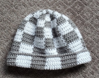 Crochet Checkered Beanie