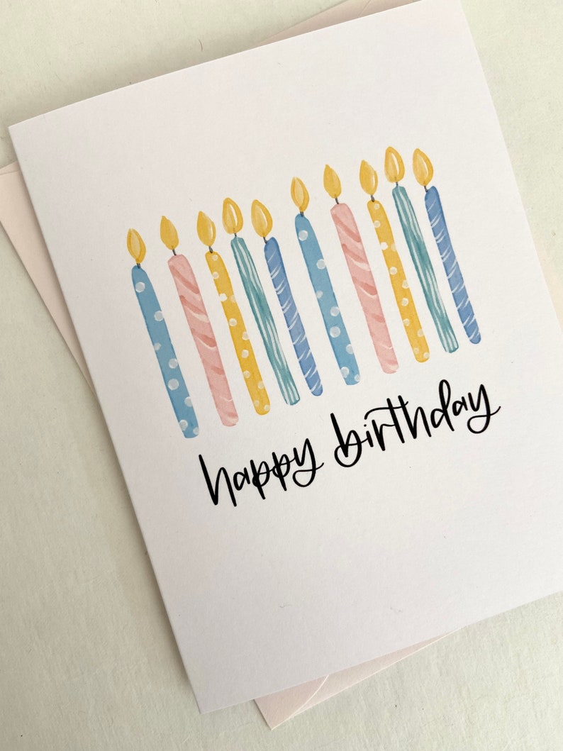 Happy Birthday Card Set Birthday Candles Card Watercolor - Etsy