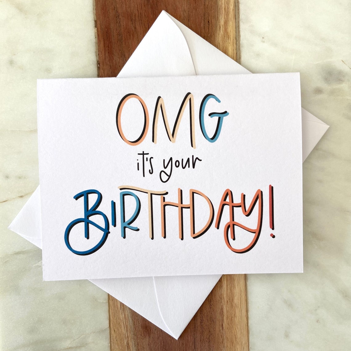 OMG It's Your Birthday Colorful Happy Birthday Card Etsy