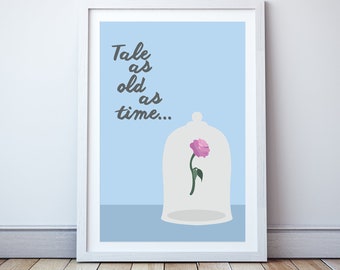 Tale as old as Time - Minimal print, film quote, classic movies