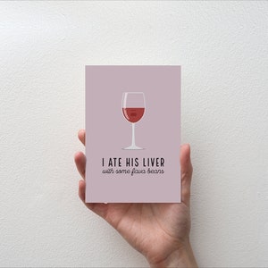 Ik at zijn lever met wat favabonen - Movie Quote Minimal Greetings Card