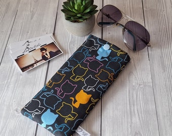 Brillenetui Lesebrille Sonnenbrille Brille Stoff Etui Katze Katzen