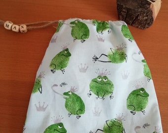 Geschenktasche Geschenksäckchen Geschenkbeutel wiederverwendbar Tasche Stoff genäht Frosch personalisiert