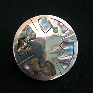 Vintage 1980s Sterling Silver 925 Abalone Pin, Brooch Jewelry, Mexico