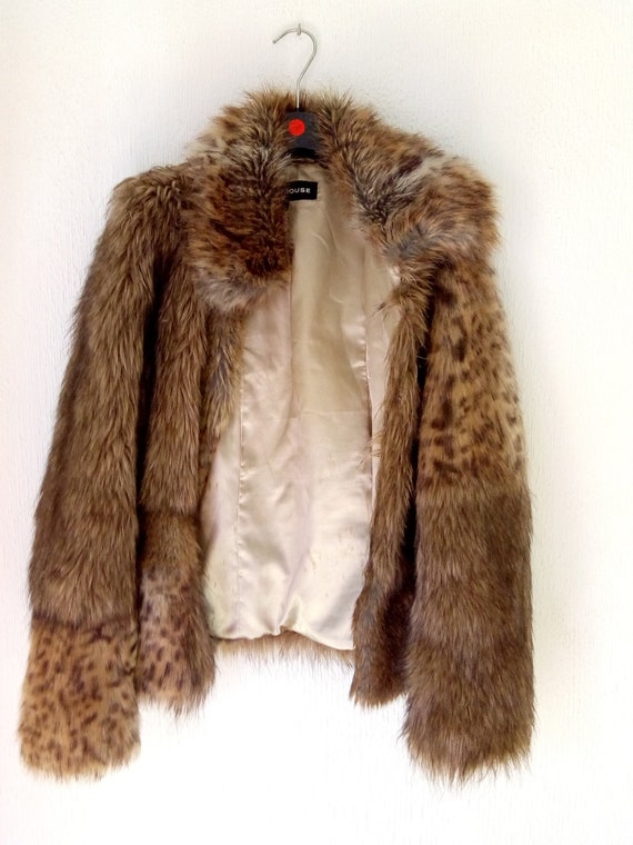 Beige and cheetah fake fur jacket