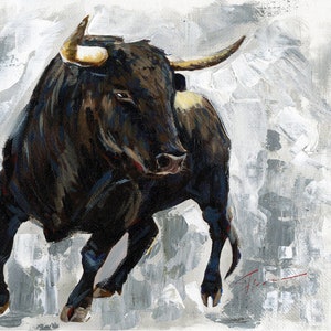 Bull painting XXL.Large Wall Art Textured Painting,Abstract Painting,BULL and BEAR wall art,Modern,Canvas,Animal Painting,Bull wall decor
