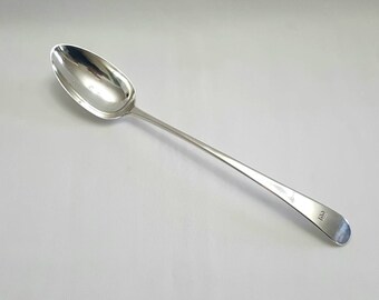Silver basting spoon - a fine large George III Sterling silver basting spoon by Peter & Ann Bateman dated 1791, weighs 109g or 3.5 Troy oz.