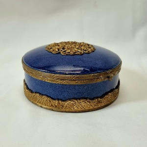 Antique French box - a fine quality antique mottled cobalt blue porcelain and gilt bronze ormolu mounted table box by Paul Milet for Sevres.