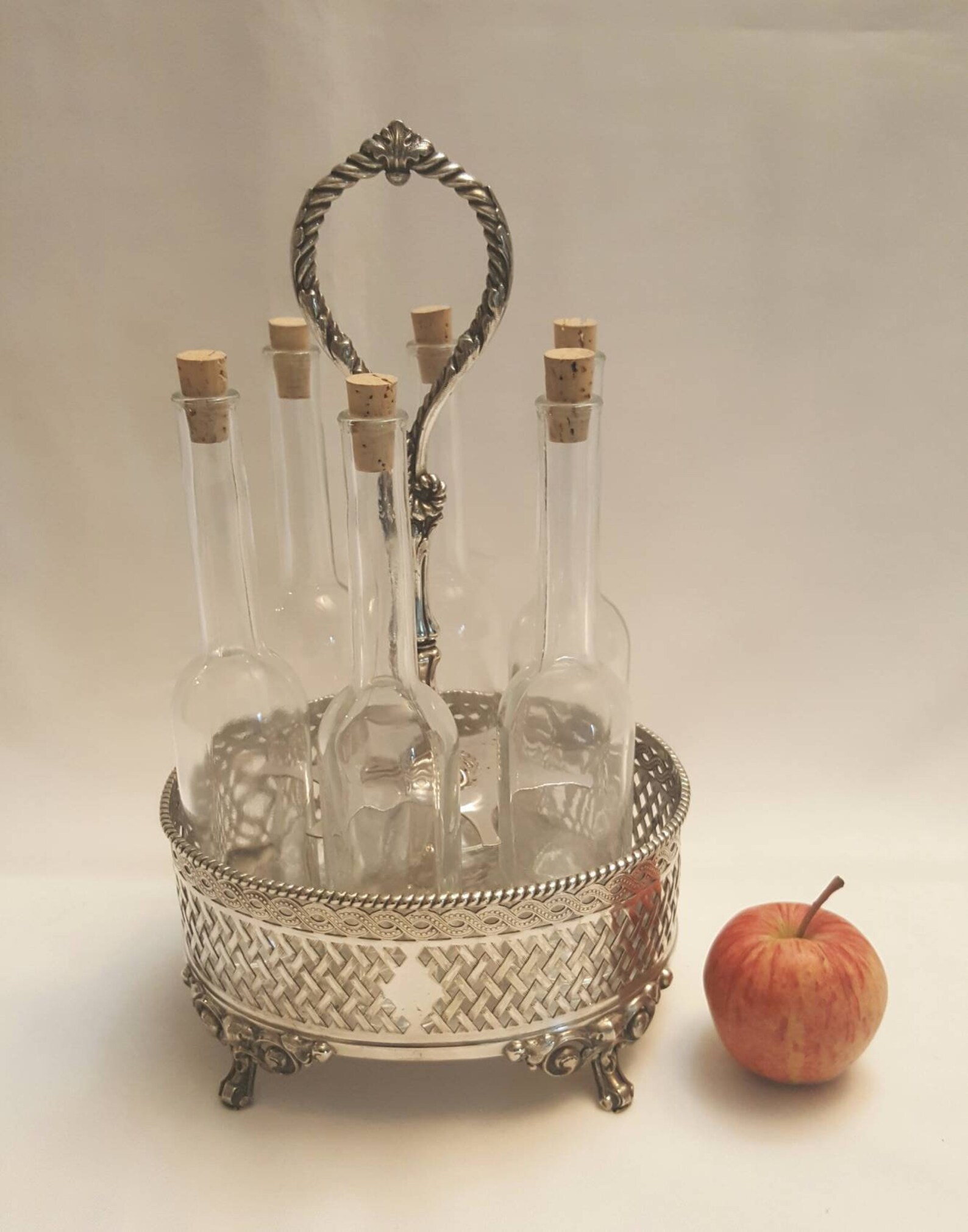 Antique silver plated cruet set with 6 modern bottles early Etsy