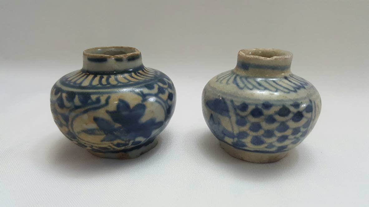 ■希少 美品 16世紀！南海古陶磁'（ベトナム古陶磁） 白磁安南小壺高さ15cm 初期のベトナムの壺 - 15 世紀または 16 世紀初期のベトナム安南派の