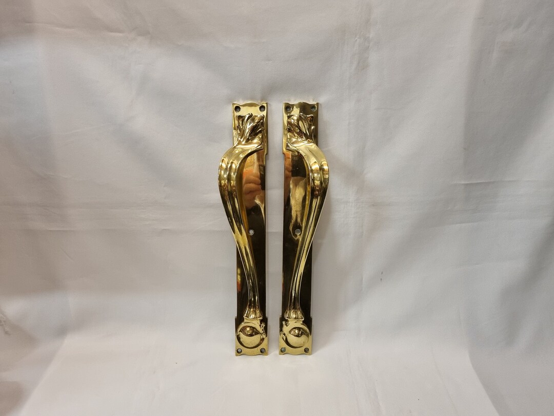 Art Nouveau Door Handles a Fine and Large Pair of 16 Brass Door Pull ...