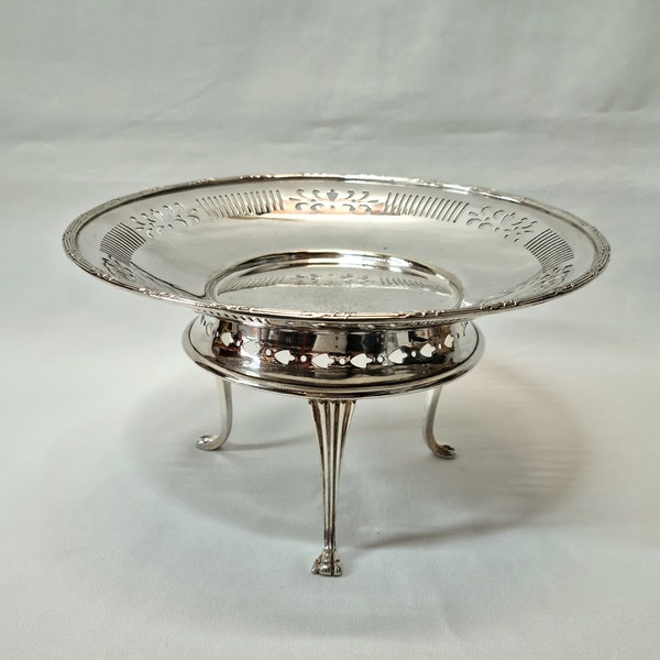 Silver plated stand - an early 20th Century Edwardian silver plated tripod leg table centrepiece stand by the Sheffield maker Lee & Wigfull.