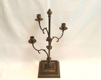 Vintage brass candelabra - a 19th Century Victorian style triple arm candelabra with fully adjustable branches, ideal for a desk or table.