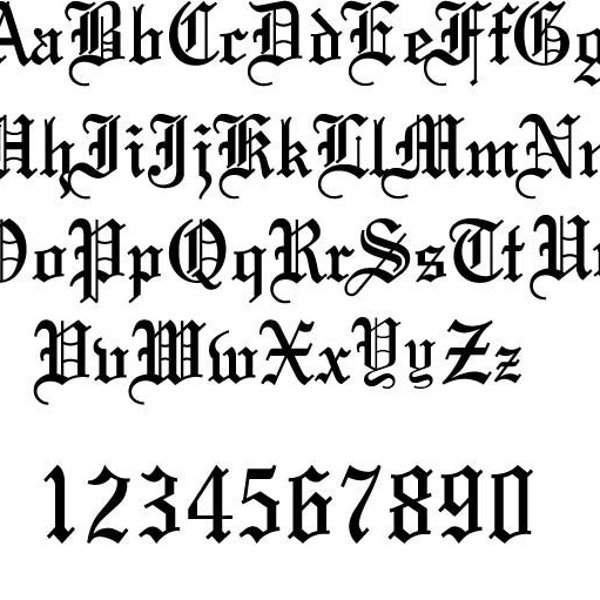 Alte englische Schrift , Clipart , Dateien für Cricut , Old English Font svg , Digital Download