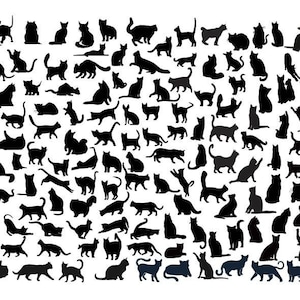 CHATS Bundle SVG, SVG de chat, chats Svg coupe fichiers pour Cricut, Clipart chats, vecteur de chats, chats Silhouette Svg