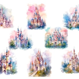 Watercolor Fairytale Castle , Watercolor Princess Castle Clipart, Fairy Tale Castle Clipart, Watercolor Castle, Princess Castle Png