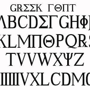 Fuente griega Svg, fuente griega TTF, alfabeto griego Omega Psi Phi SVG, archivos de corte de letras griegas, imágenes prediseñadas de fuente griega
