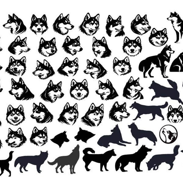 SIBERIAN HUSKY SVG, Siberian Husky Clipart, Husky Clipart Svg, Husky Cut Files For Cricut, Siberian Husky Png, Dog Lover Svg