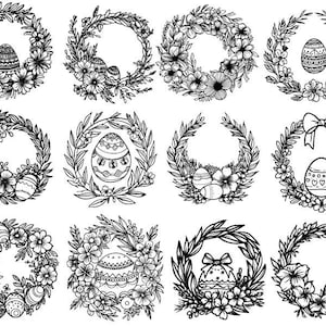Ostern Bundle svg, Ostern Clipart, Ostern Cut Files für Cricut, Blumen Osterkranz svg
