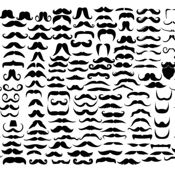 BIGOTE SVG , Paquete de bigote Svg , Clipart de bigote , Barba Svg , Archivo de corte de bigote para Cricut