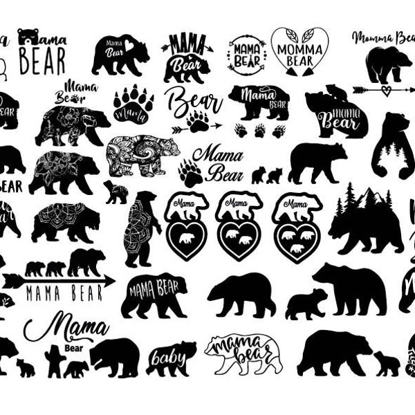 Mama Bear SVG, Mama SVG, Bear Family svg, Mama Bear Vector, Mama Bear Cricut, Mama Bear Clipart , Baby svg, Bear svg, Mama Bear Silhouette,