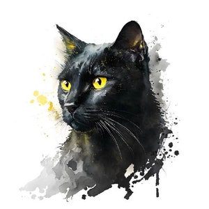 Black Cat Clipart, Black Cat Watercolor Png , Watercolor Black Cat Png , Black Cat Png , Cat Clipart