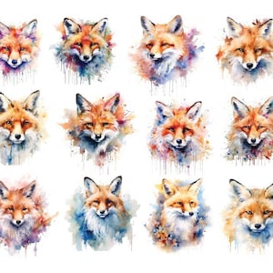WATERCOLOR FOX , Watercolor Fox Clipart, Fox Clipart , Fox Png, Children Watercolor, Nursery Clipart