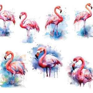 WATERCOLOR FLAMINGO PNG, Watercolor Flamingo Clipart, Flamingo Clipart, Tropical Birds Png, Pink Flamingo Png