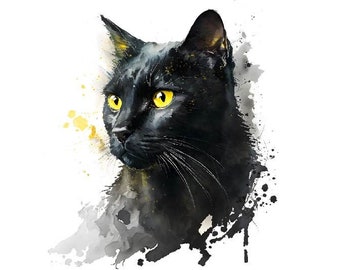 Svart katt Clipart, svart katt akvarell png, akvarell svart katt png, svart katt png, katt Clipart