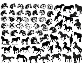 HORSE BUNDLE SVG, Horse Svg , Horse Clipart, Horse Silhouette, Horse Png, Horse Head Svg, Horse Cut File, Animal Svg