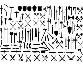 WAPENS SVG, Wapens Bundel Svg, Zwaarden Svg, Wapens Cricut, Wapens Clipart, Middeleeuwse Wapens Svg