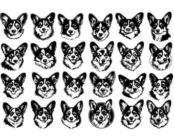 CORGI SVG, Corgi hundpaket, Corgi Clipart, Corgi Cricut, Corgi huvud Svg, hund Svg, Corgi vektor