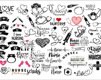 NURSE BUNDLE SVG , Medical Svg , Nursing Svg , Nurse Life, Nurse Clipart , Nurse Cricut , Stethoscope