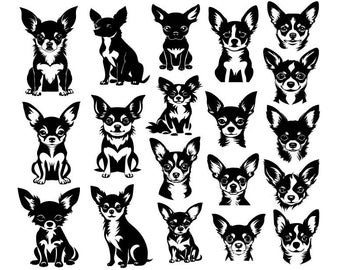 Chihuahua Bundle SVG, Chihuahua Clipart, Chihuahua Cut File, Chihuahua Silhouette, Chihuahua SVG, Dog Svg , Dog Lover Svg
