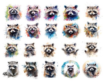 Watercolor Raccoon Png , Raccoon Clipart, Raccoon Png , Raccoon Baby Png, Happy Raccoon Watercolor Png