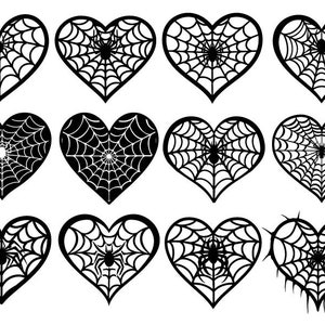 SPIDER WEB SVG, Spider Web Hearts Svg, Spider Web Clipart, Spider Web Cut Files For Cricut, Spider Web Vector