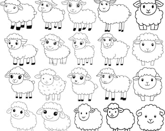Cartoon Sheep Svg, Cute Sheep Svg, Sheep Clipart, Sheep cut Files For Cricut, Sheep Vector, Sheep Svg Bundle
