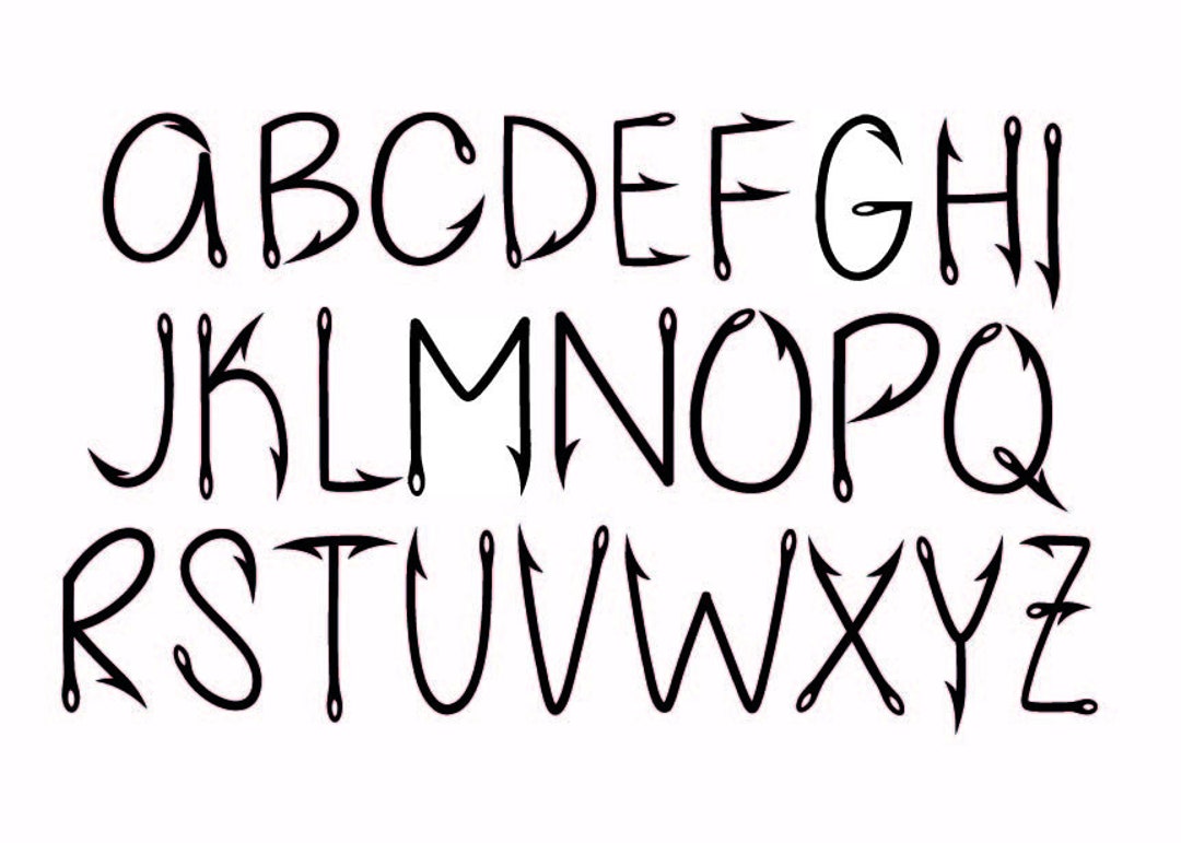 Fishing Hook Font , Clipart , Files for Cricut , Fishing Svg , Fishing Font Letters Svg
