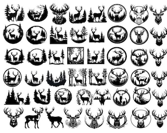  11 Pcs Deer Stencils Forest Mountain Tree Deer Head