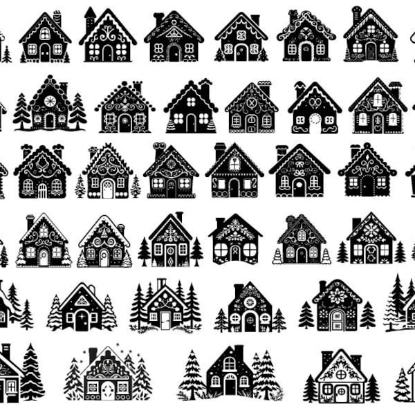 Casa di pan di zenzero in formato SVG, Casa di Natale in formato SVG, Gingerbread Svg, Clipart della casa di pan di zenzero, Gingerbread House Cut Files