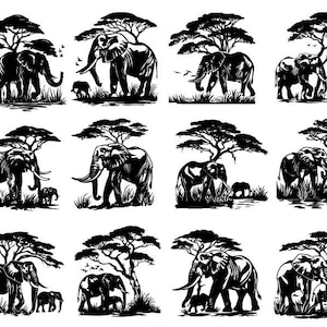Safari SVG, Safari África Animal Svg, Safari Clipart, Safari Cut Files para Cricut, Elefante Svg Safari Animal Vector