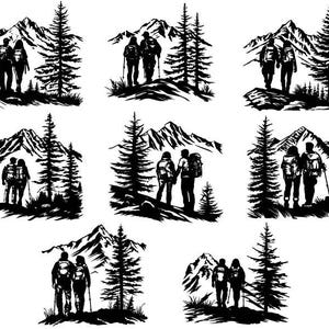 Wandern SVG-Bundle, Wandern Clipart, Wandern Paar geschnitten Datei für Cricut, Wandern Vektor