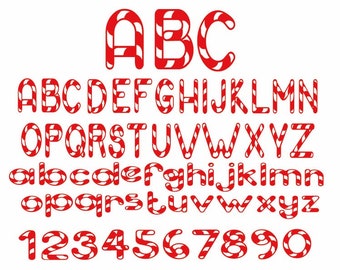 Candy Cane Font Svg , Candy Cane Alphabet , Christmas Font svg, Candy Cane Clipart , Candy Cane Cricut , Candy Svg