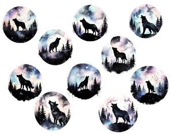 Akvarell varg clipart, vargscen png, ylande varg clipart, varg clipart png, akvarell bergsvarg