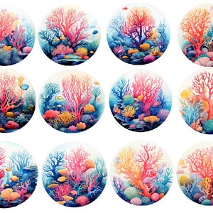 Watercolor Coral Clipart, Watercolor Coral Reef, Tropical Ocean Png, Sea Life Clipart, Watercolor Marine Clipart