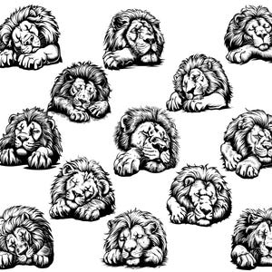 Lion Svg Bundle, Sleeping Lion Svg, Lion Clipart, Lion Head Svg, Lion Cut Files For Cricut, Lion Vector