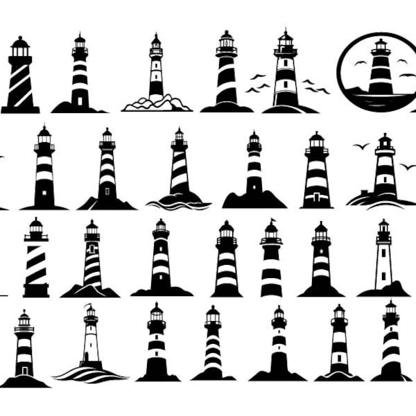 Phare SVG, phare Bundle Svg, phare PNG, phare Cricut Silhouette, océan, mer Svg, phare Clipart