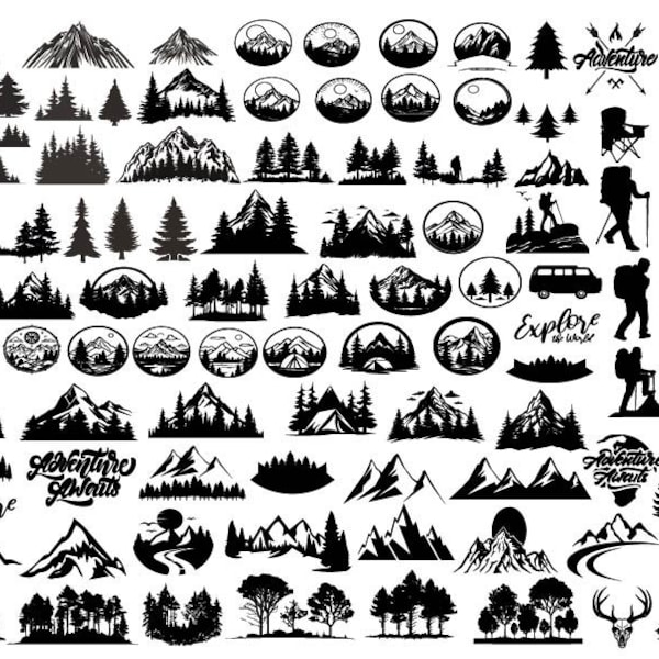 Forest Bundle SVG, Forest svg, Forest Png Bundle, Forest Clipart, Forest Cut Files For Cricut, Adventure Svg, Outdoor Svg, Mountain Svg